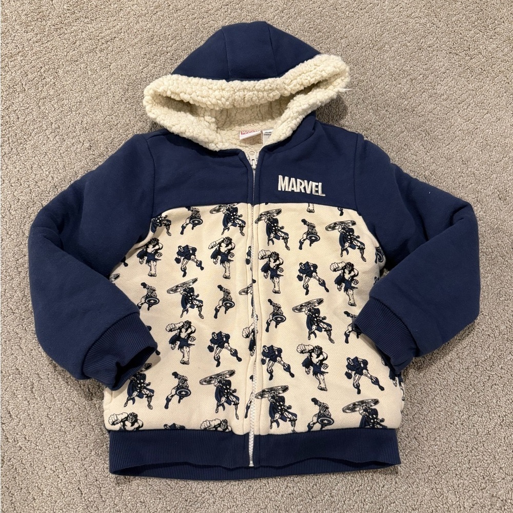 Marvel Kids Blue and Beige Hero Hoodie, Kids size 7